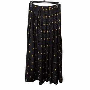 Vintage Black Silk Patterned Women's Skirt